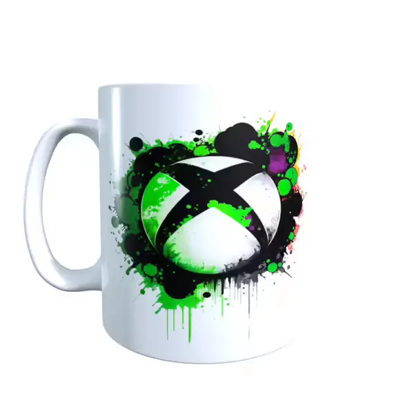 Xbox Icon Splatter - Retro Gaming Inspired Mug