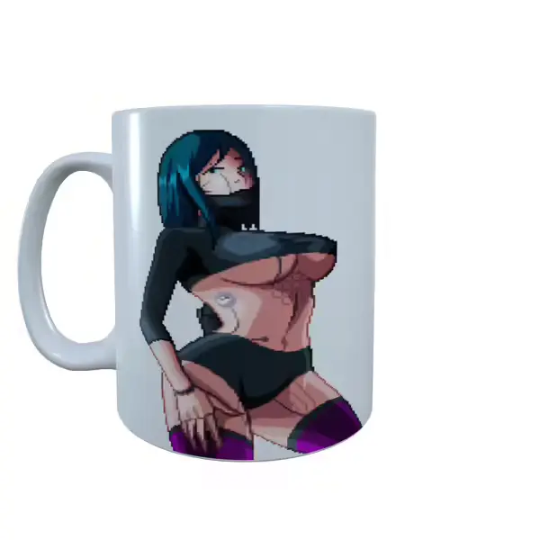 Neophitebyte Cyberpunk Girl Blue Hair Coffee Mug