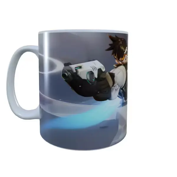Tracer Sideways Shooting Overwatch Mug